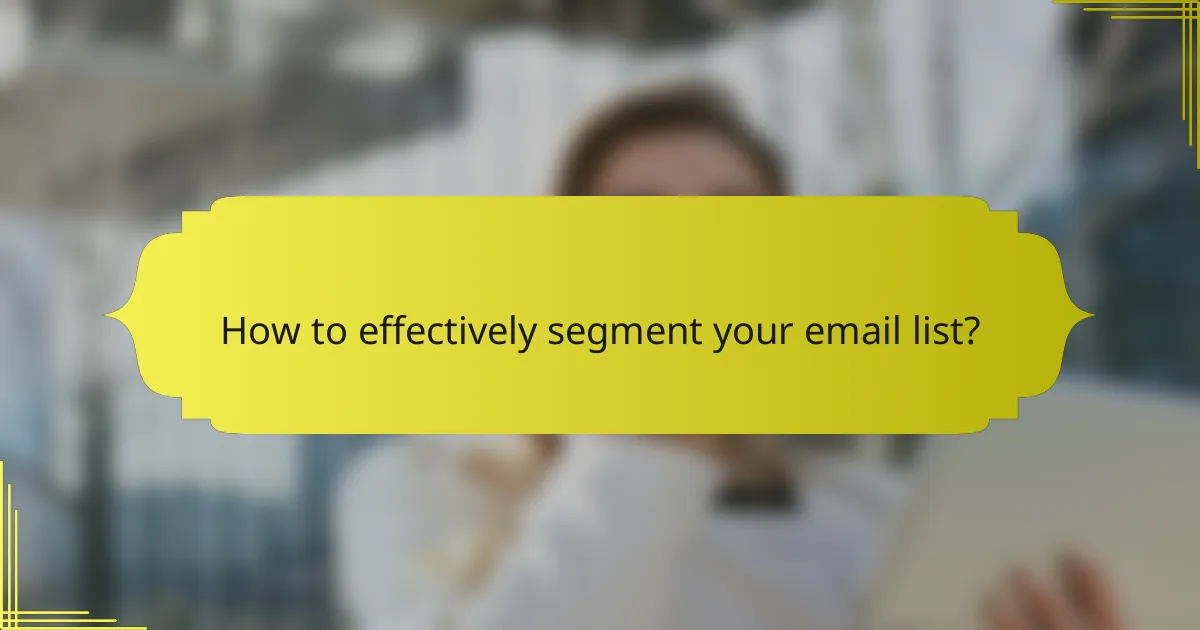 How to effectively segment your email list?